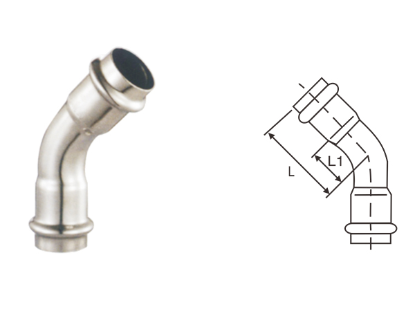 雙卡壓管件45°等徑彎頭